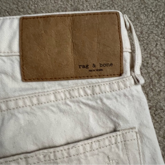 rag & bone Rosa Mid-Rise Boyfriend Jeans in Ecru with Distressing / Raw Hem - Picture 11 of 15
